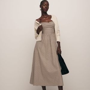 NWT Reformation Vinny Midi Dress - Tie Strap - Tartine Check - Size 8